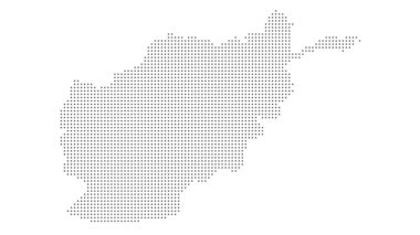 Afganistan haritası benekli, beyaz arkaplanda gri nokta