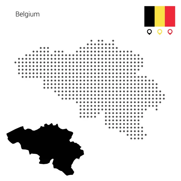 Carte Belgique Vecteur Pointillé Avec Drapeau Épingle Illustration Vectorielle — Image vectorielle