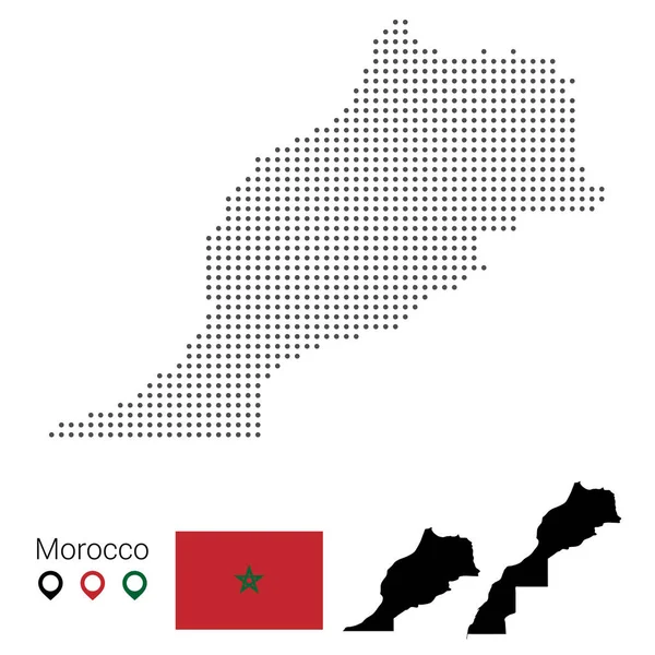 Marruecos Mapa Vector Salpicado Bandera Pin Ilustración Vectorial Eps — Vector de stock