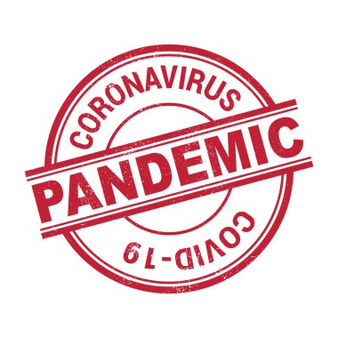 Coronavirus damgası. Kırmızı logo salgını. Cornavirus kovid19 alarmı. düz dizayn