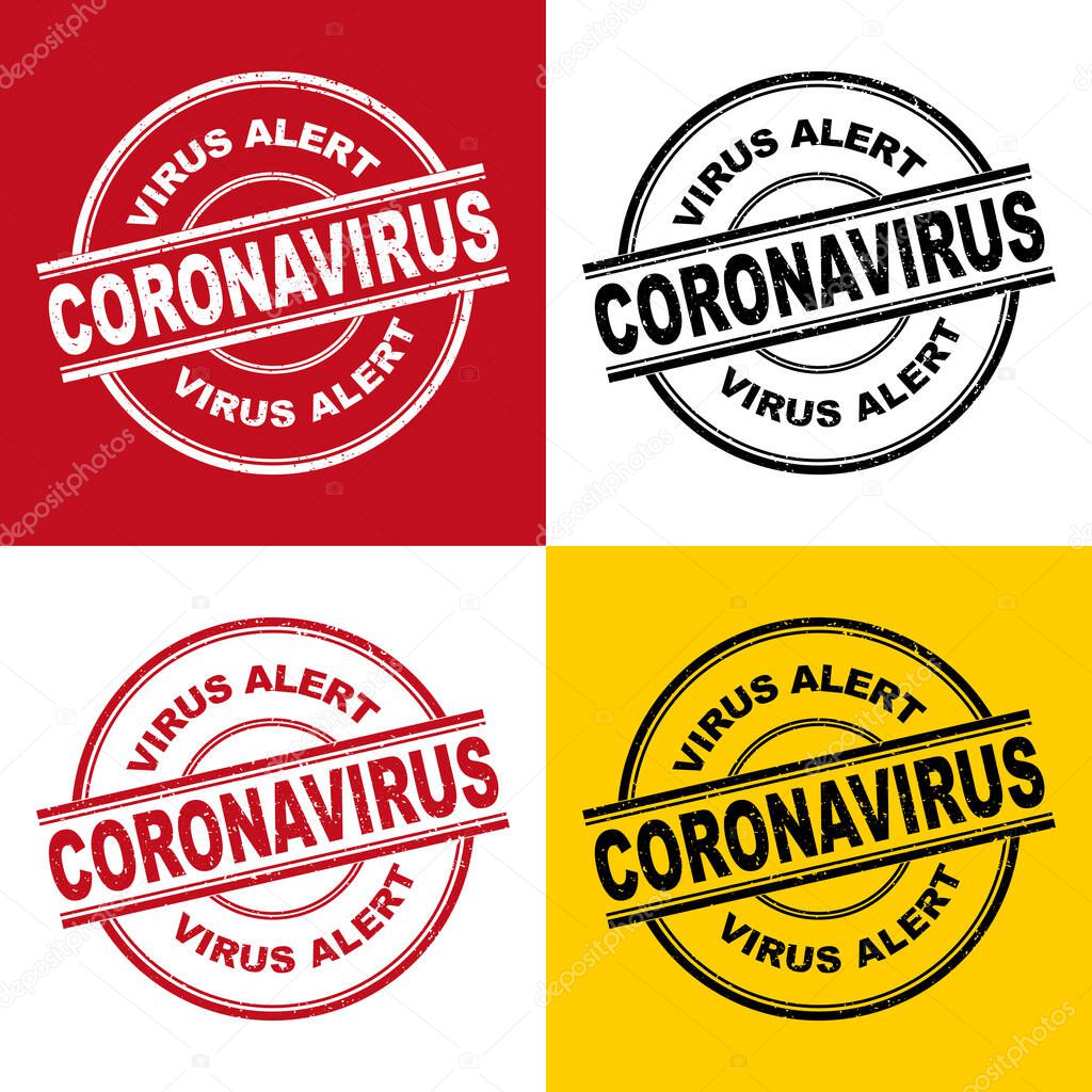 Coronavirus alert vector icon. Covid-19 logo in different color
