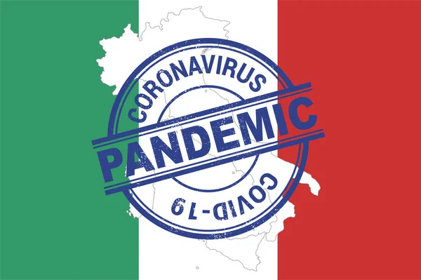 Коронавірус Пандемія Італії Векторна Ілюстрація Італійським Фоном Прапора Картою Італійської — стоковий вектор