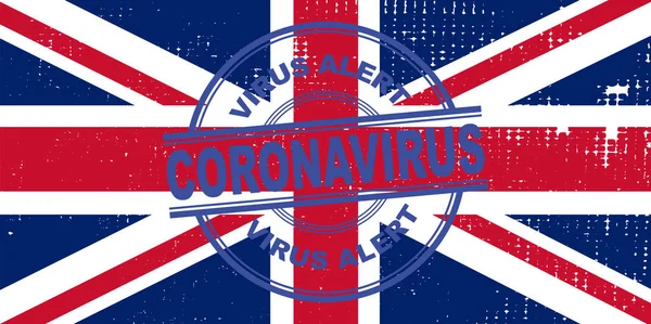 Coronavirus Warnstempel Covid Alarm Großbritannien Vektorillustration Mit Hintergrund Der Britischen — Stockvektor