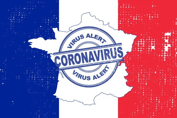 Коронавірус Попереджає Поштову Марку Framce Ковід Франції Візуальне Зображення Французьким — стоковий вектор