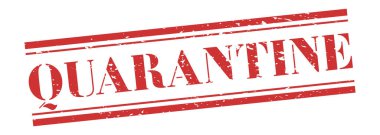 Karantina damgası. Vektör pankartı bozuldu. Virüs karantinası Vintage grunge işareti kırmızı mürekkeple.