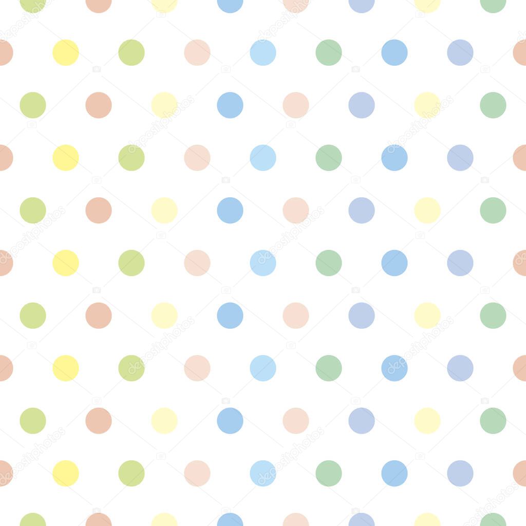Seamless vector pattern background. Pastel colored polka dots. Background for spring themes or for children illustrations