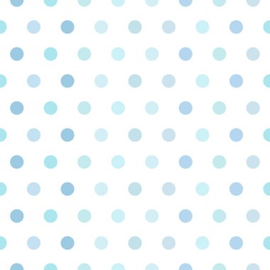 Kusursuz vektör kalıbı. Pastel renkli polka noktaları. Bahar temaları ya da çocuk çizimleri için arka plan. Mavi tonda
