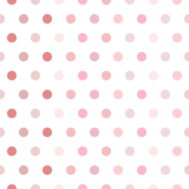 Kusursuz vektör kalıbı. Pastel renkli polka noktaları. Bahar temaları ya da çocuk çizimleri için arka plan. Kırmızı gölge