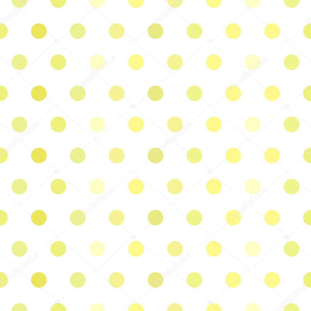 Seamless vector pattern background. Pastel colored polka dots. Background for spring themes or for children illustrations. Yellow shade