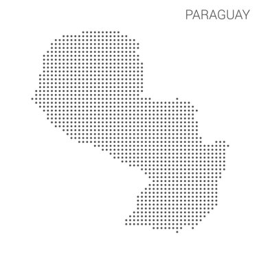 Paraguay haritası beyaz arkaplan vektörüne izole edildi. Teknoloji tasarımı veya bilgi grafikleri için illüstrasyon. Beyaz arka planda izole edilmiş. Seyahat vektörü illüstrasyonu