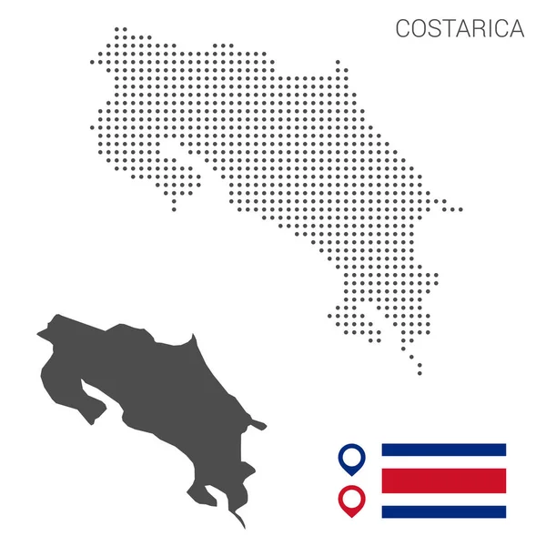 Mapa Costarica Pontilhado Com Bandeira Pino Ilustração Para Design Tecnologia — Vetor de Stock