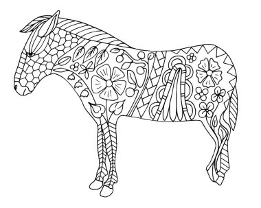 Zebra zentangle boyama sayfası doğrucu tarafından çizilmiş ve yaratıcılık için izlenmiş vektör çizimi
