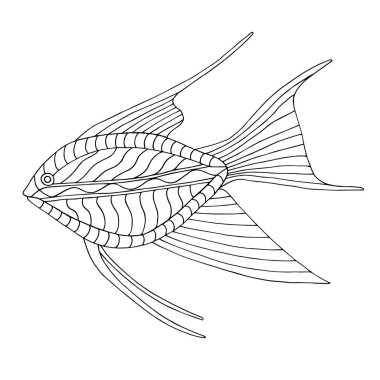 Resim vektörü illüstrasyonu için balık renklendirme sayfası 