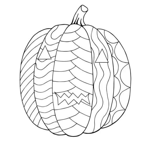 Pumpkin Halloween Day Coloring Page Painting Vector Illustration — Stock Vector