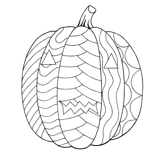 Calabaza Para Colorear Día Halloween Página Para Pintar Vector Ilustración — Vector de stock