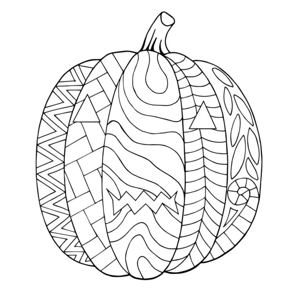 Calabaza Para Colorear Halloween Vacaciones Página Para Pintar Vector Ilustración — Vector de stock