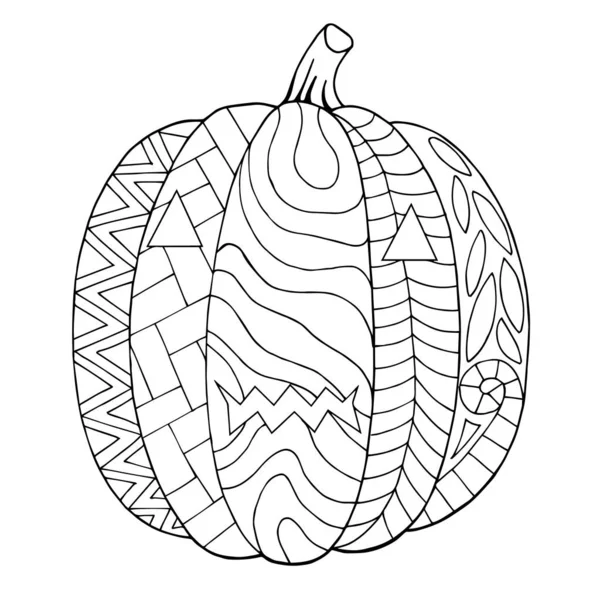 Pumpkin Halloween Holiday Coloring Page Painting Vector Illustration — Stock Vector