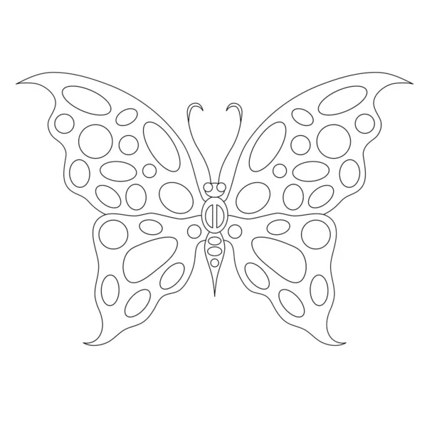 Butterfly Ovals Wings Coloring Page Black Contour Illustration — ストック写真