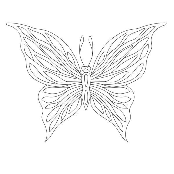 Butterfly Coloring Page Black Contour Illustration — Stock Photo, Image