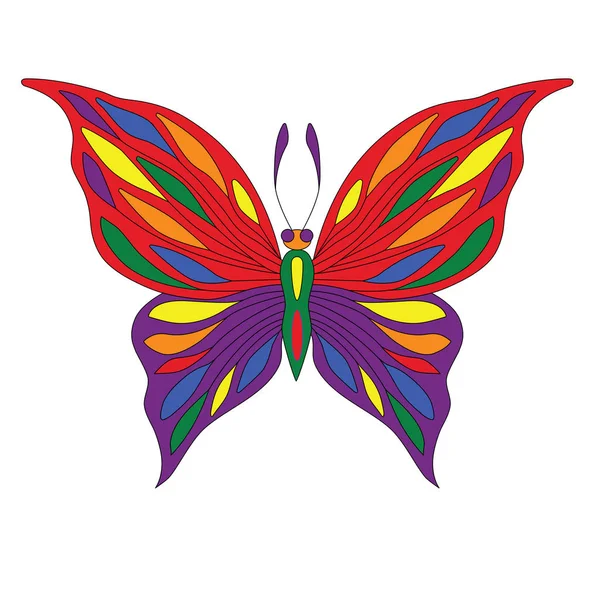 Schmetterling Regenbogen Stolz Lgbt Gemeinschaft Flagge Von Oben Ansicht Illustration — Stockfoto