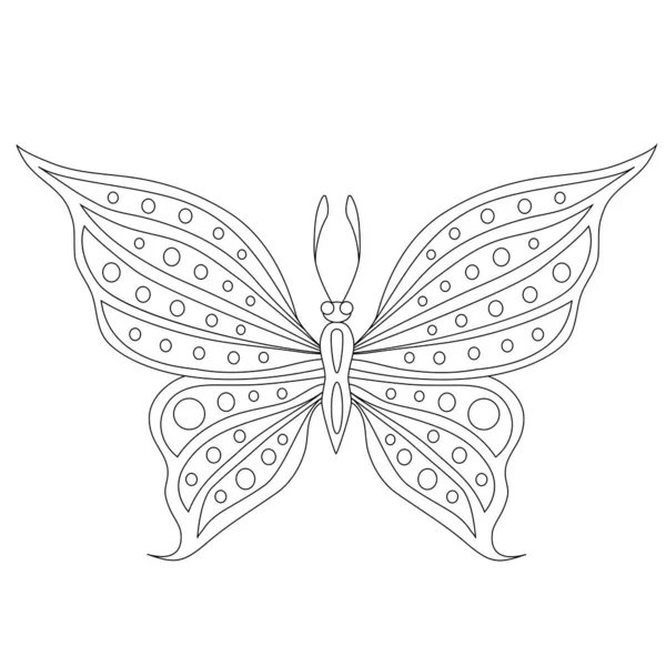 Farfalla Con Cerchi Sulle Ali Colorazione Pagina Contorno Vettoriale Illustrazione — Vettoriale Stock