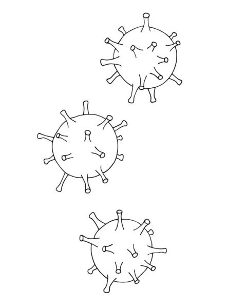 Serie Disegni Contorno Dell Illustrazione Del Vettore Virus Coronaviridae — Vettoriale Stock