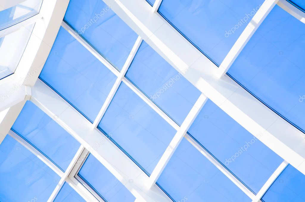Geometric blue abstract background with triangles and lines.