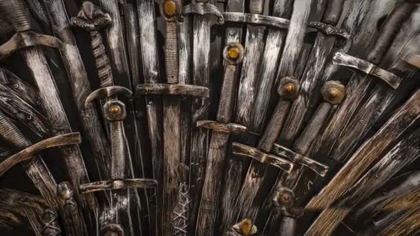 Metal Şövalye Kılıç Arka Plan Yakın Çekim Kavram Şövalyeler — Stok video