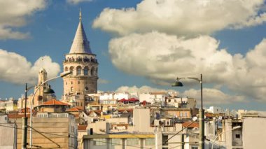 Cinemagraph - Beyoğlu İlçe tarihi mimarisi ve Galata Kulesi Ortaçağ landmark, Istanbul, Türkiye. 4 k yüksek kaliteli görüntüleri.