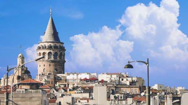 Cinemagraph Historické Architektury Čtvrti Beyoglu Galata Tower Středověká Památka Istanbulu — Stock video
