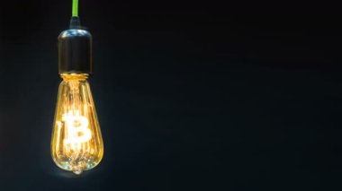 Kripto bitcoin para birimi içinde retro lambaları işaretidir.