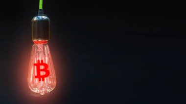 Düşen para birimi oranları bitcoin kavramı. Kripto bitcoin para birimi içinde retro lambaları işaretidir.