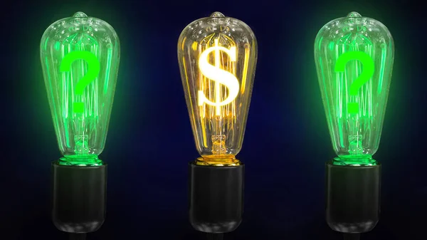 Concept Croissance Taux Change Dollar Gagne Argent Ampoule Avec Symbole — Photo