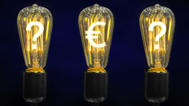 Concept Fall Euro Exchange Rate Money Making Idea Light Bulb — Stock Video