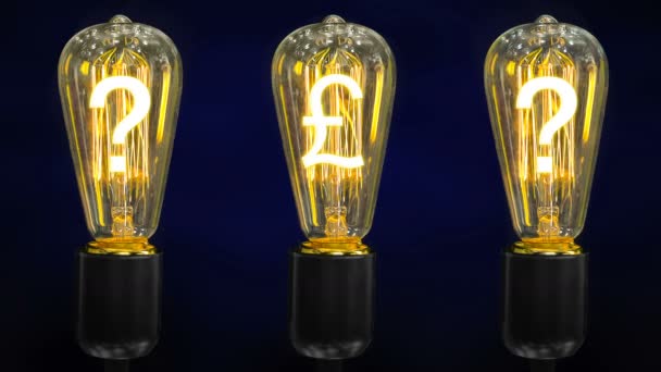 Концепция Падения Курса Фунта Стерлингов Деньги Делают Идею Лампочка Символом — стоковое видео