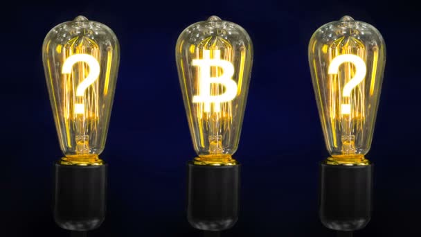為替レート Bitcoin の成長の概念 レトロなランプの内部は Bitcoin 通貨の記号 — ストック動画