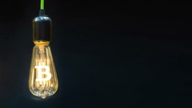 Düşen para birimi oranları bitcoin kavramı. Kripto bitcoin para birimi içinde retro lambaları işaretidir.