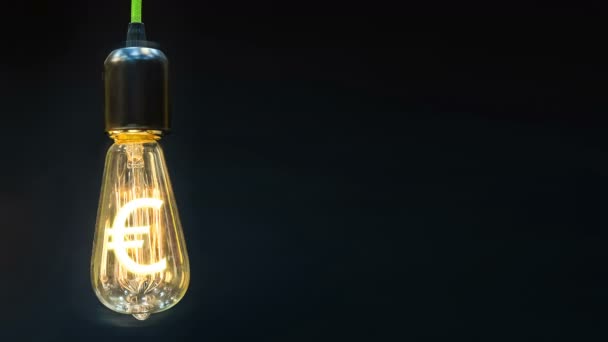 Concept Croissance Des Taux Change Euro Gagne Argent Ampoule Avec — Video