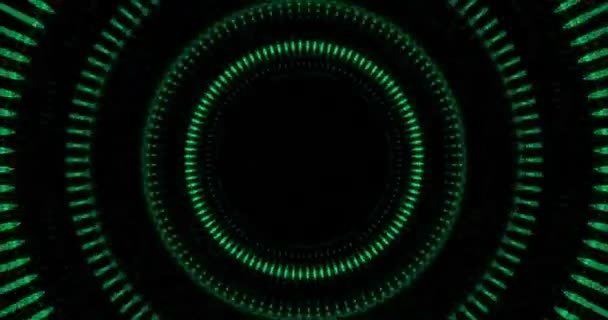 Cybertunnel Cyberruimte Cirkel Groene Achtergrond — Stockvideo