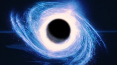 Kara delik galaksiyi merkezinden emiyor ve yok ediyor. Bilimsel 3D görüntüleme