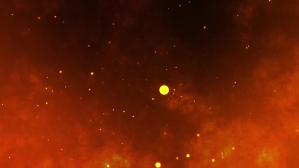 Abstract Epic Fire Background Shining Gold Particles Stars Sparks Wave — Stock Video