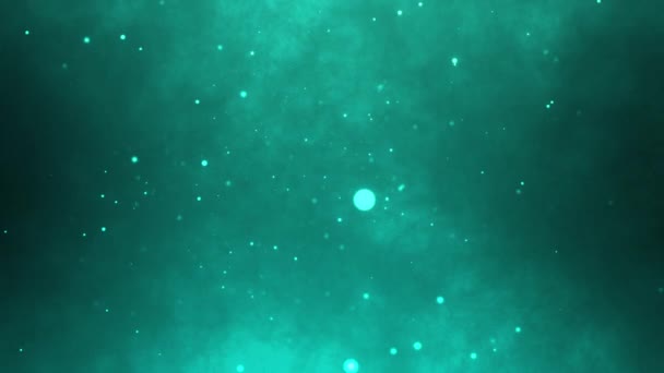带有闪光的混沌飞行粒子的蓝色霓虹灯背景 — 图库视频影像