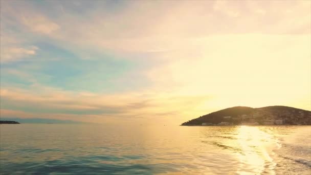 Silhouette Sunset Island Turkey Istanbul Sea Scene Panoramic Seascape — Stock Video