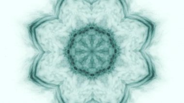 Kaleydoskop dizisi mürekkep kalıpları. 4k Soyut Beyaz ve Mavi Hareketli Grafik arka planı. Ya da yoga, kulüpler, şovlar, mandala, fraktal animasyon için. Güzel parlak bir süs. Kusursuz döngü.