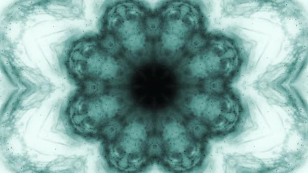 Kaleidoscope Sequence Ink Patterns Abstract White Blue Motion Graphics Background — Stock Video
