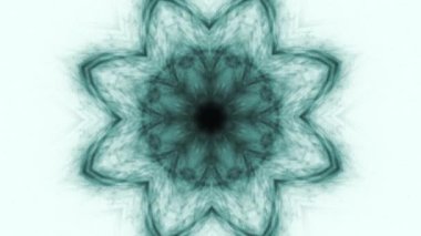 Kaleydoskop dizisi mürekkep kalıpları. 4k Soyut Beyaz ve Mavi Hareketli Grafik arka planı. Ya da yoga, kulüpler, şovlar, mandala, fraktal animasyon için. Güzel parlak bir süs. Kusursuz döngü.