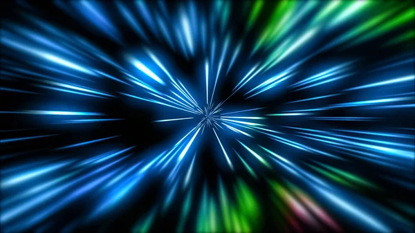 Neon çizgilerinin soyut çok renkli tüneli