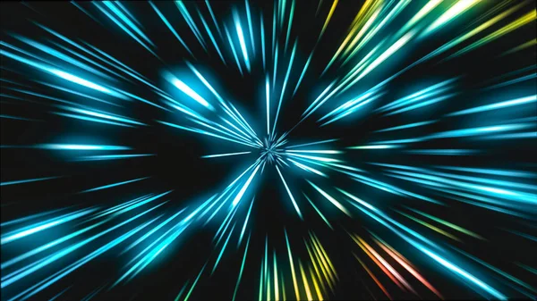 Neon çizgilerinin soyut çok renkli tüneli