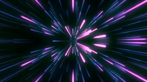 Looped Animation Moving Pink Neon Beams High Speed — Stock Video