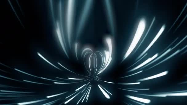 ループアニメーション らせん状のトンネルの中央からランダムに移動する放射状の線 — ストック動画
